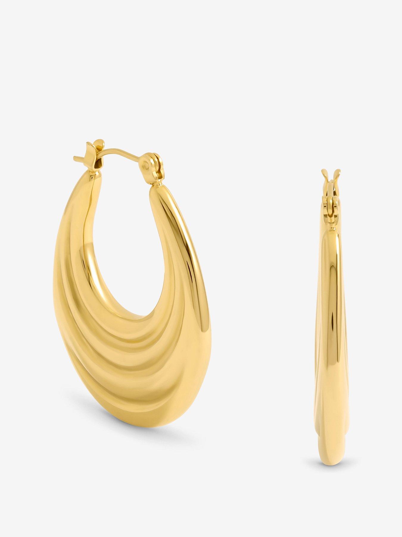 Image 1 of 5 of Jon Richard Plated Ridge Hoop Earrings - Gold