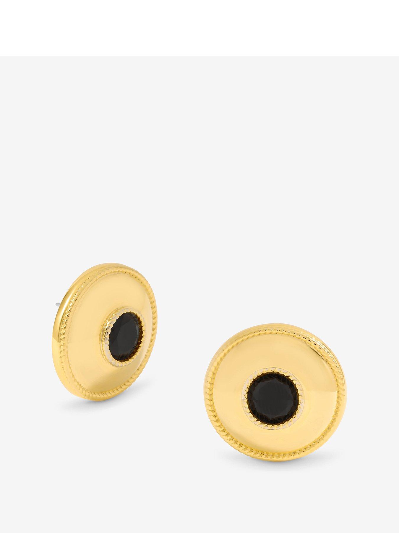 Image 1 of 4 of Jon Richard Statement Polished And Jet Round Earrings - Black