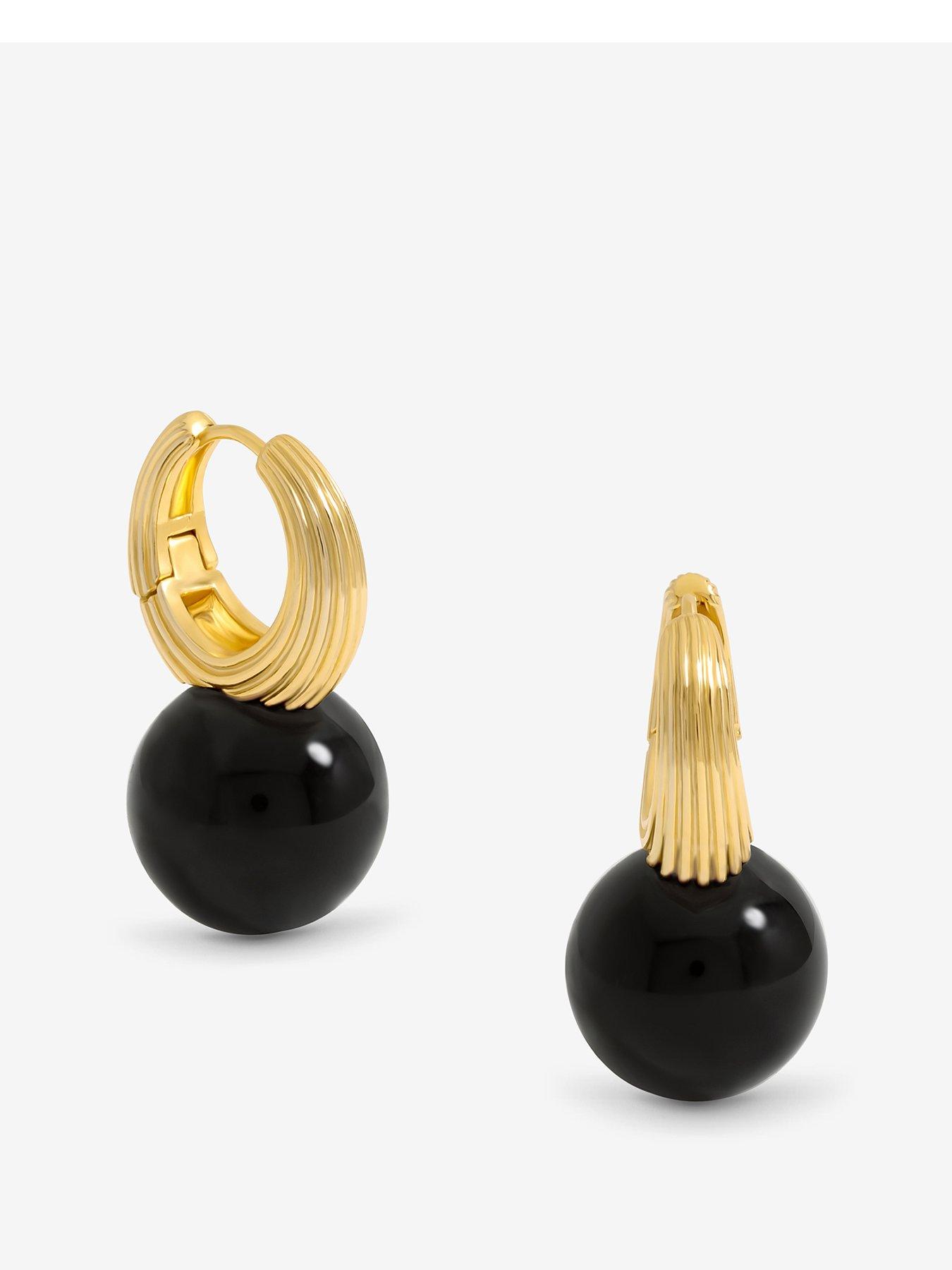 Jon Richard Ridge Hoop And Jet Bead Statement Earrings - Gold