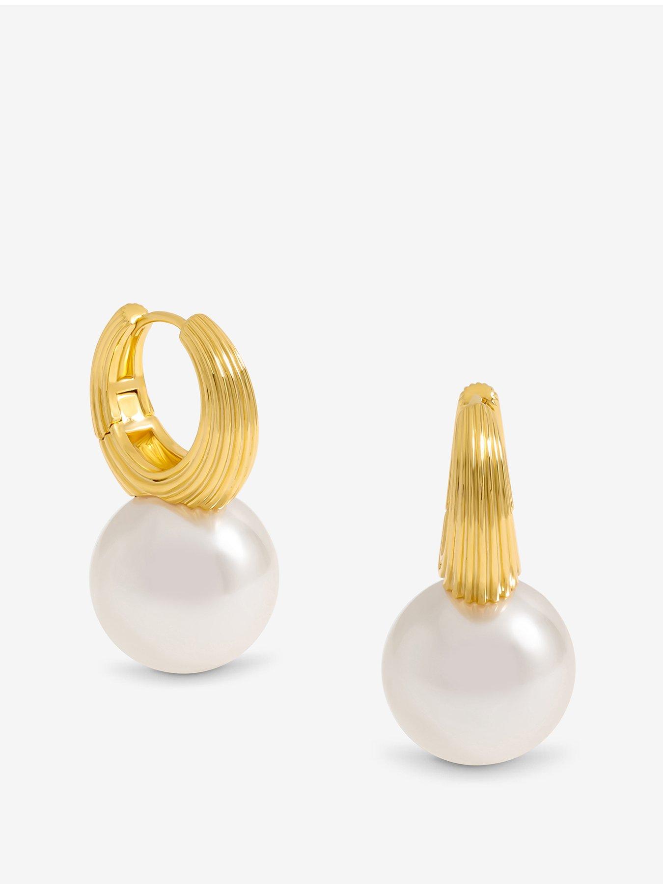 undefined Ridge Hoop And Pearl Statement Earrings - Gold