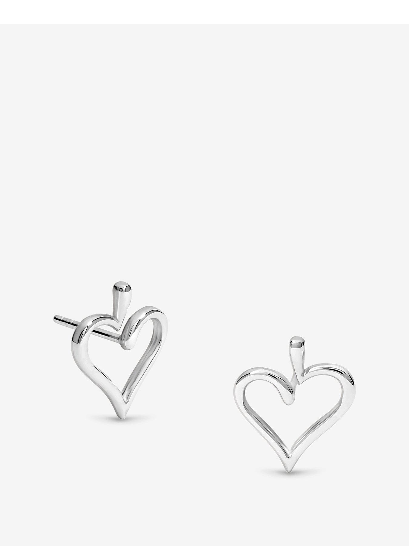 Simply Silver Sterling 925 Polished Open Heart Stud Earrings - Silver
