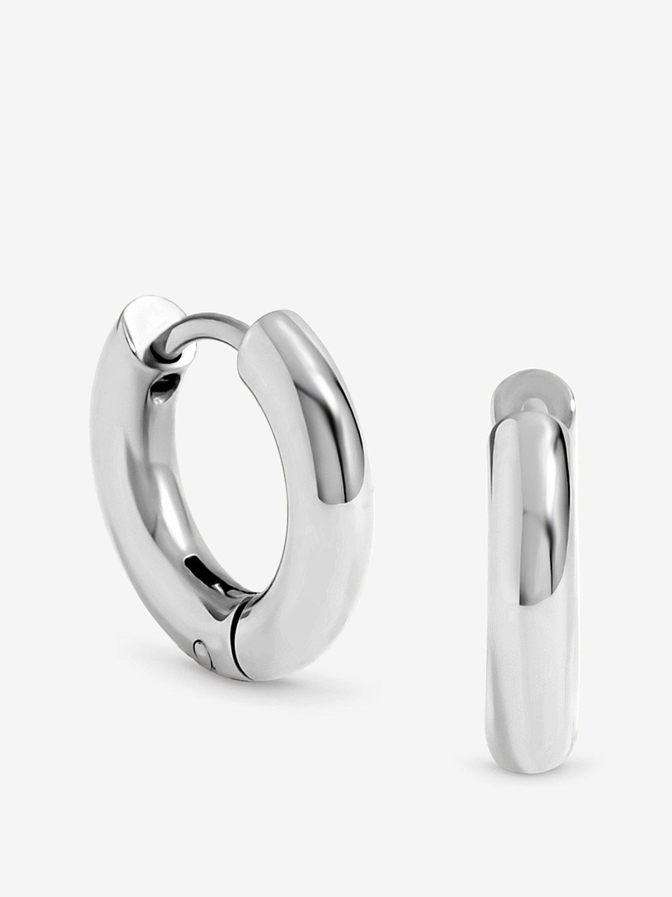undefined Waterproof Sterling Silver Plated Small Chubby Hoop Earrings