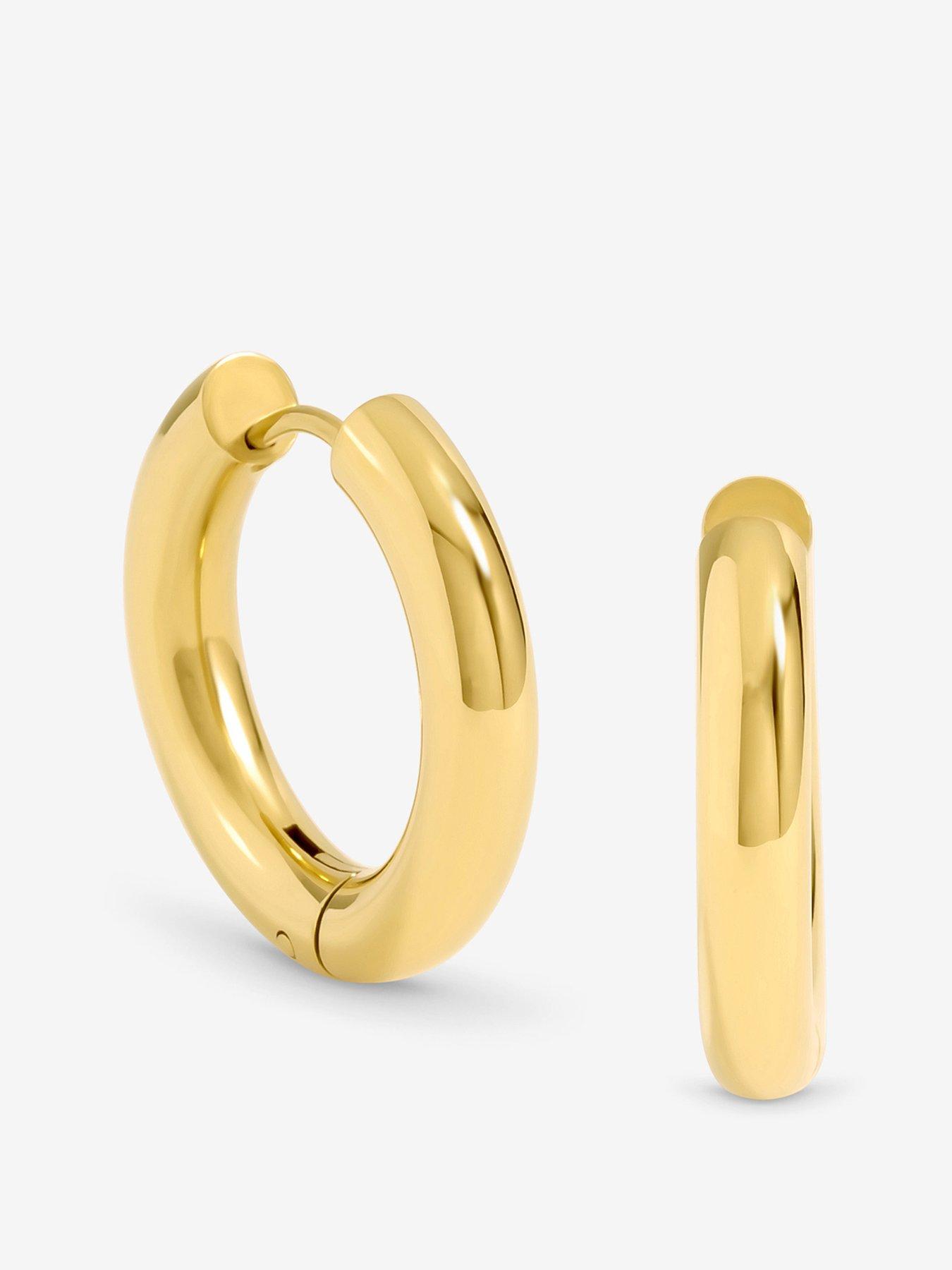 Image 1 of 4 of Jon Richard Waterproof Gold Plated Medium Chubby Hoop Earrings