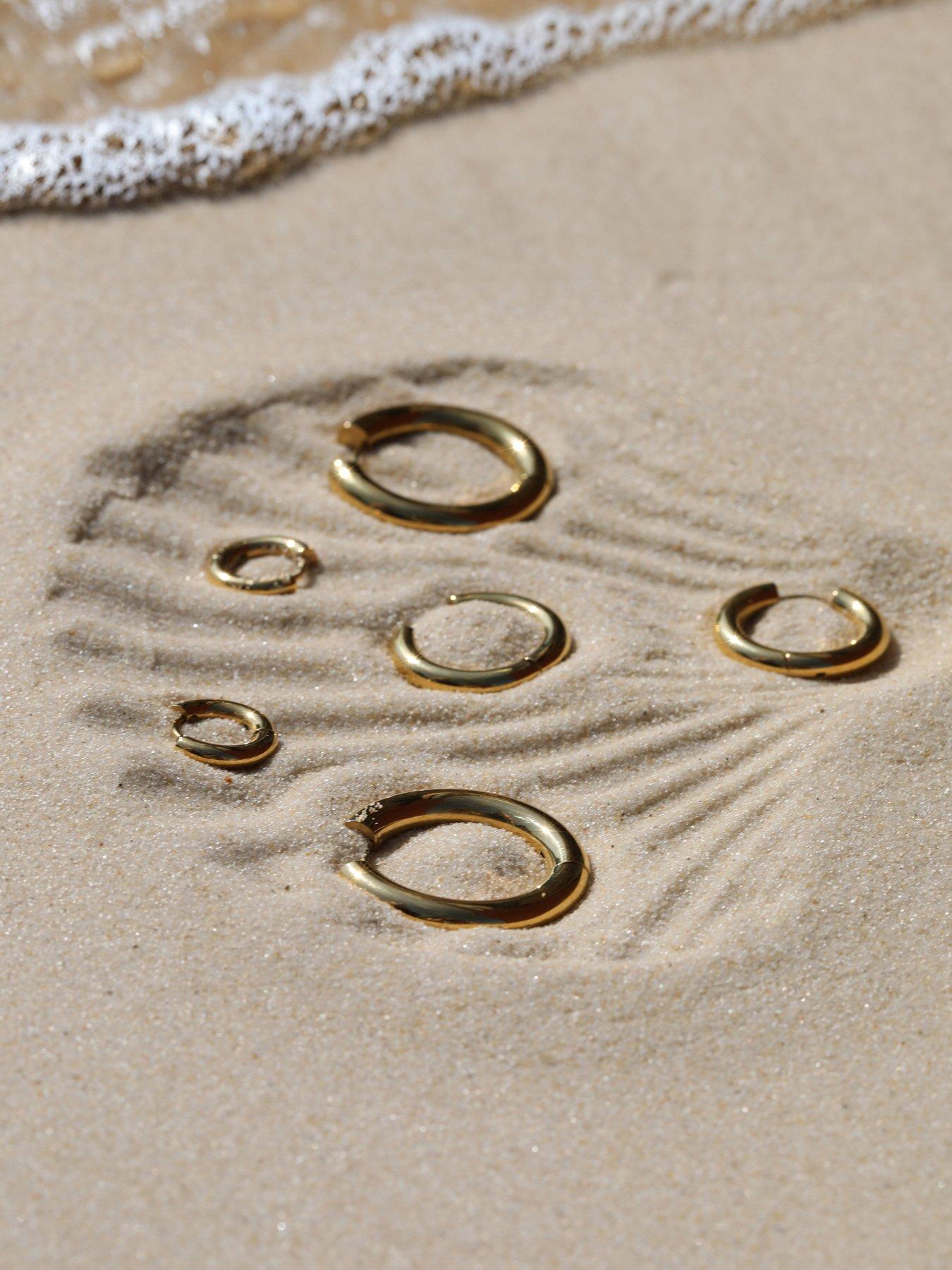 Image 3 of 4 of Jon Richard Waterproof Gold Plated Medium Chubby Hoop Earrings