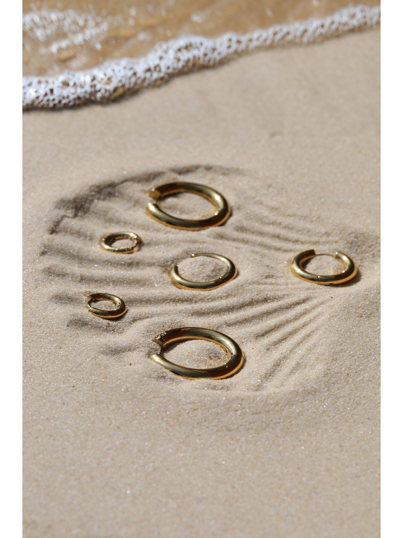 Image 3 of 5 of Jon Richard Waterproof Gold Plated Large Chubby Hoop Earrings