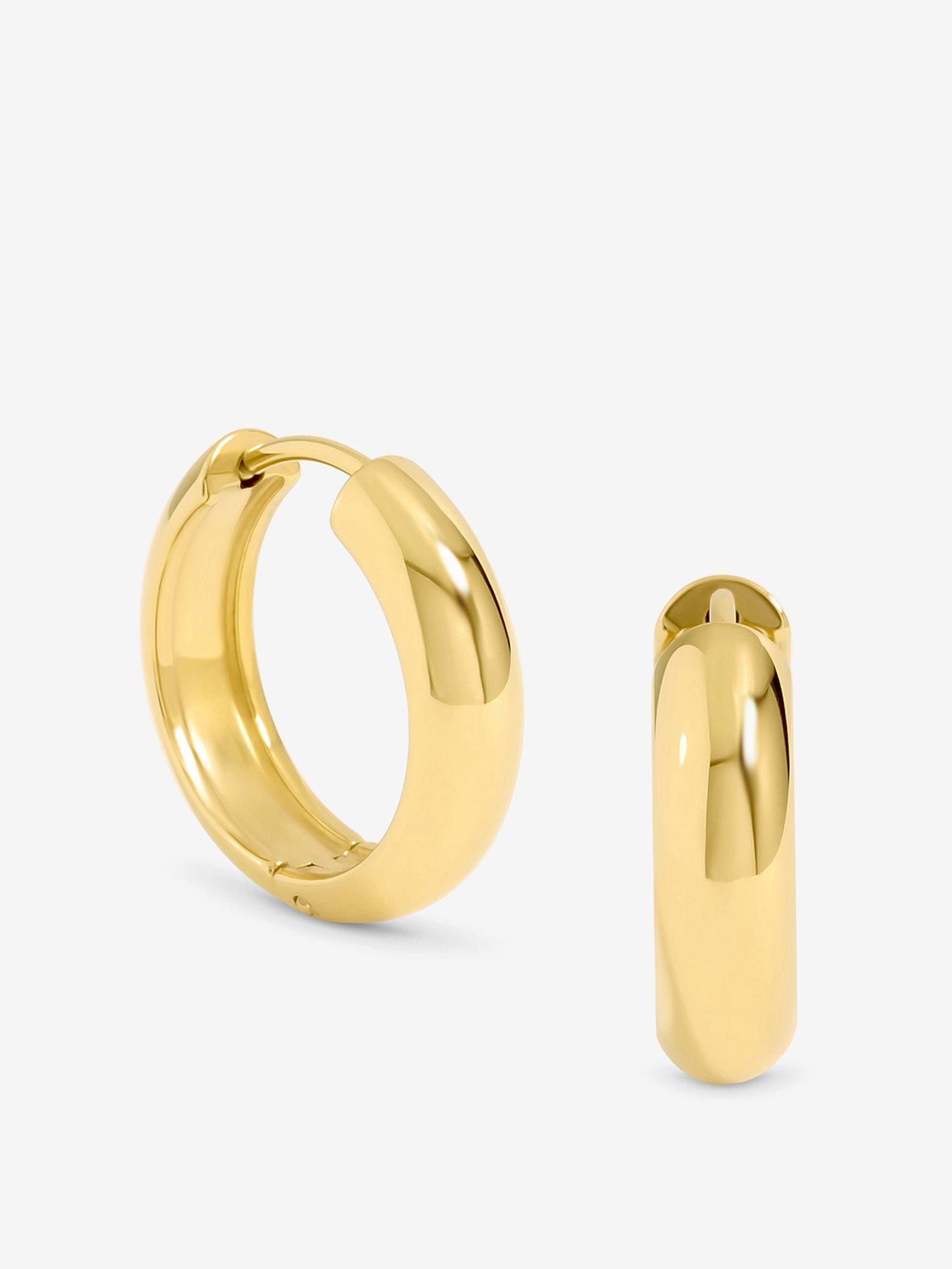Image 1 of 5 of Jon Richard Waterproof Gold Plated Small Flat Surface Hoop Earrings