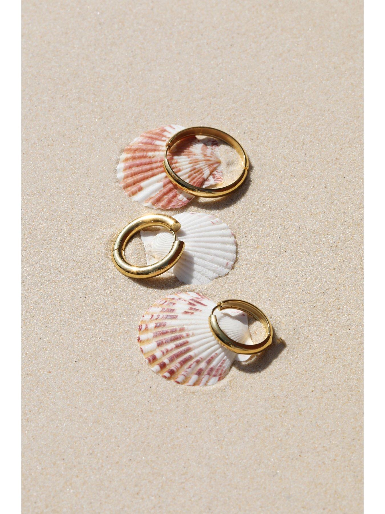 Image 3 of 5 of Jon Richard Waterproof Gold Plated Small Flat Surface Hoop Earrings