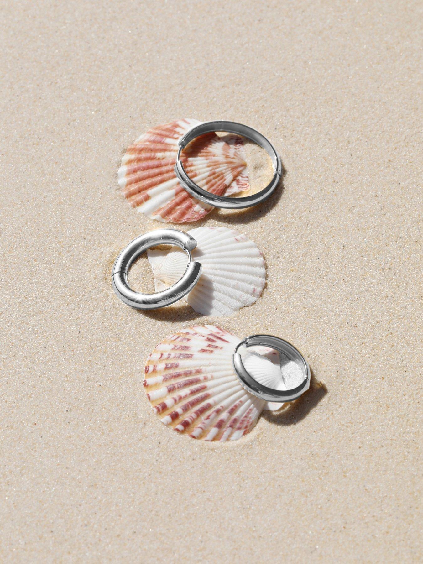  image of jon-richard-waterproof-platinum-plated-medium-flat-surface-hoop-earrings
