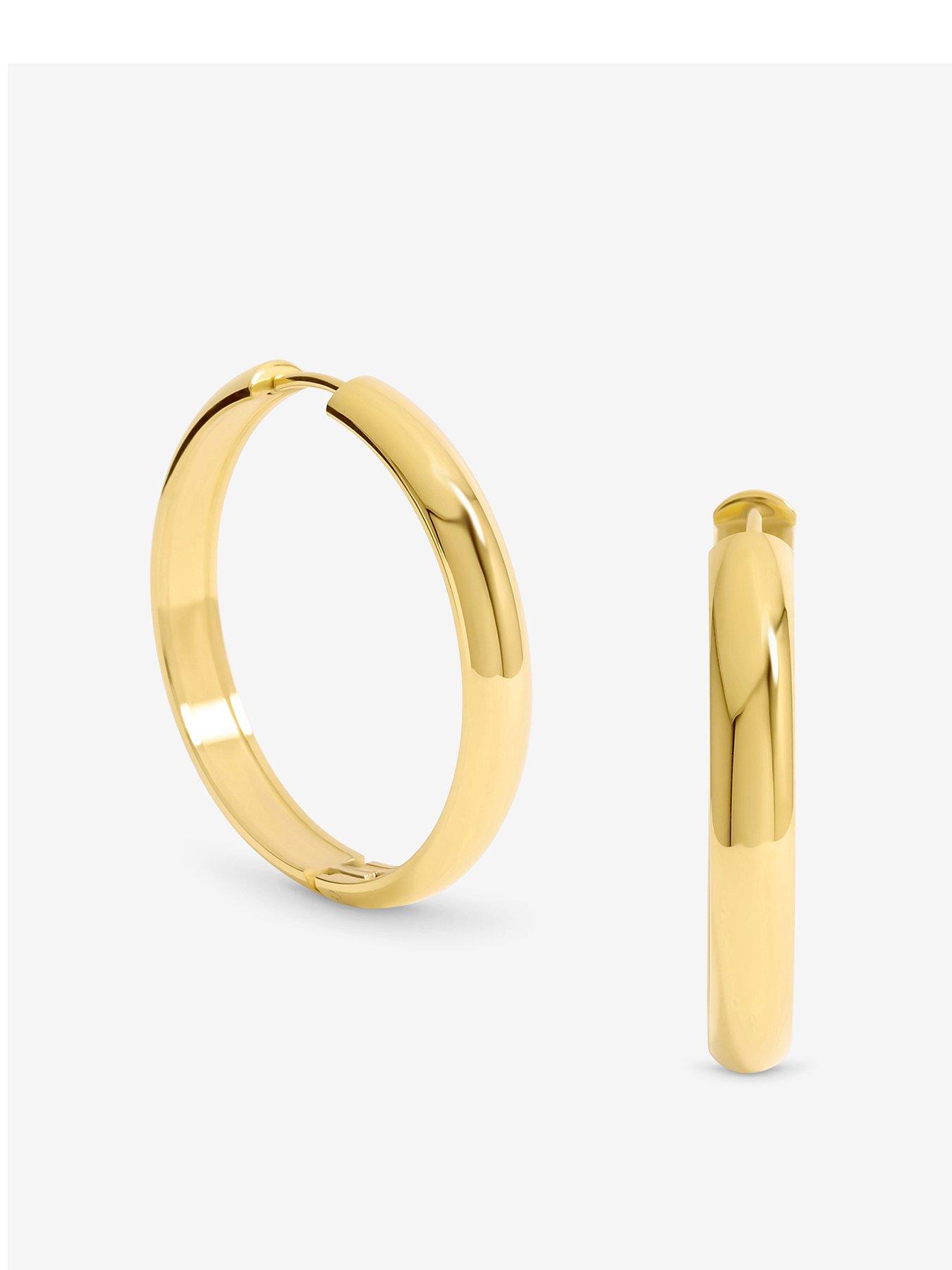 undefined Waterproof Gold Plated Large Flat Surface Hoop Earrings