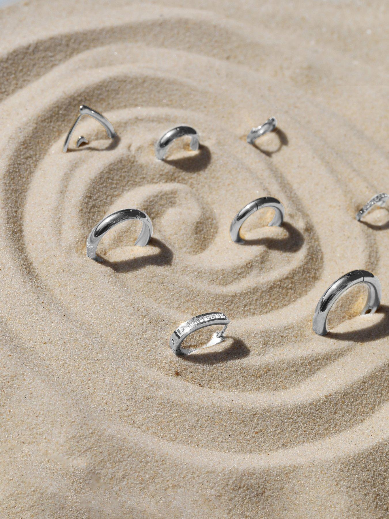  image of jon-richard-waterproof-sterling-silver-plated-crystal-and-polished-huggie-hoop-earrings