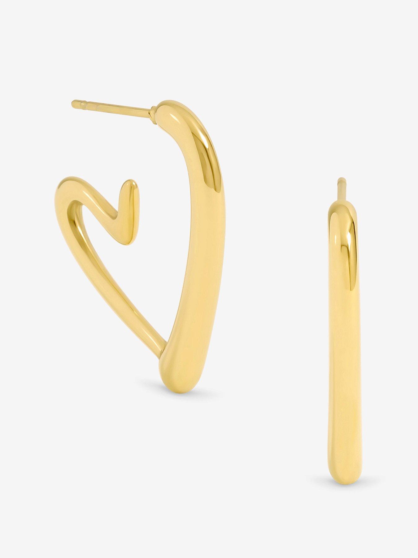 undefined Waterproof Gold Plated Heart Hoop Earrings