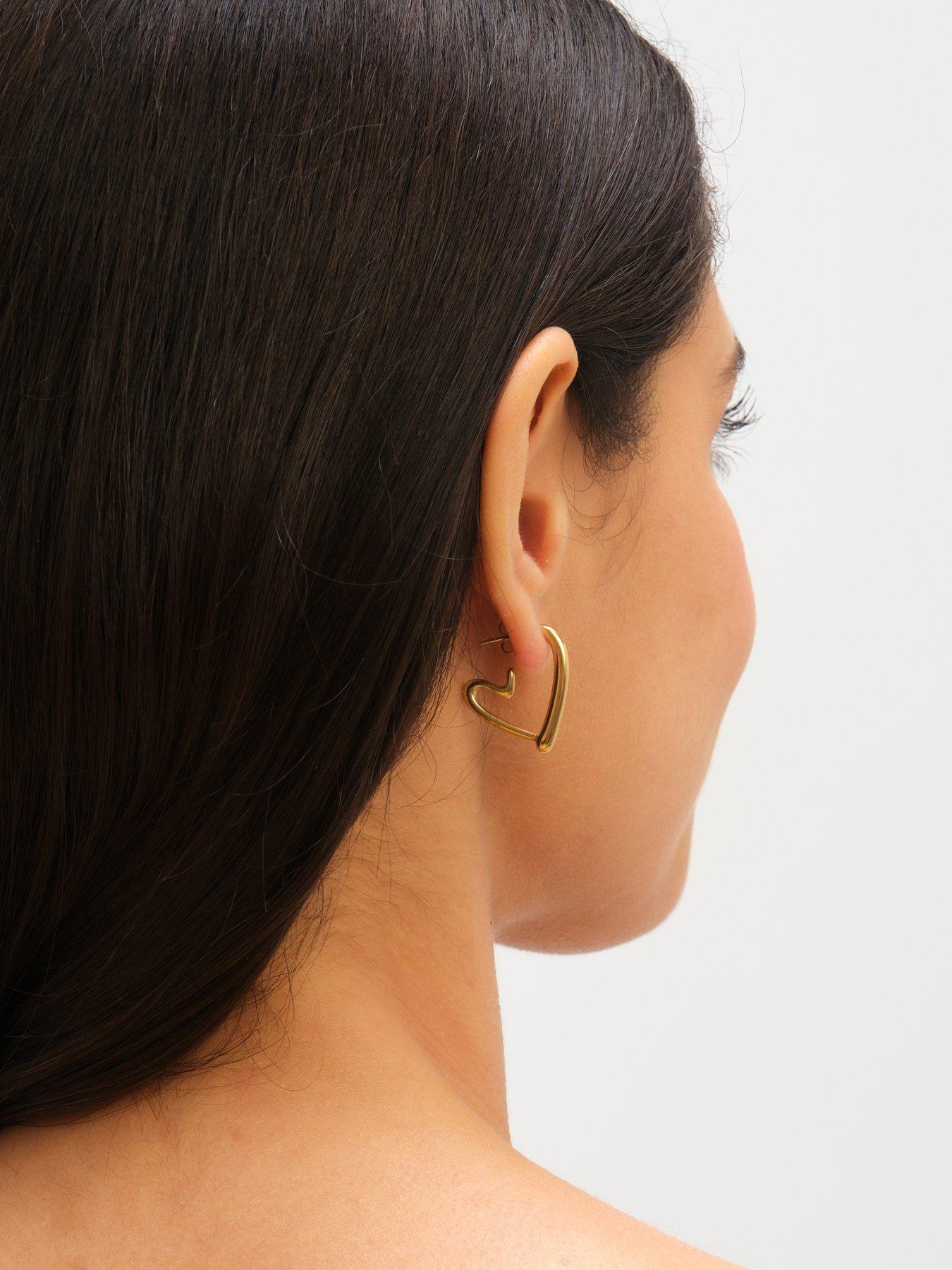 Image 2 of 4 of Jon Richard Waterproof Gold Plated Heart Hoop Earrings