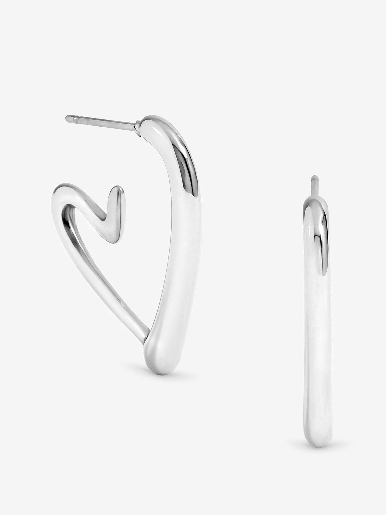 Jon Richard Waterproof Sterling Silver Plated Heart Hoop Earrings