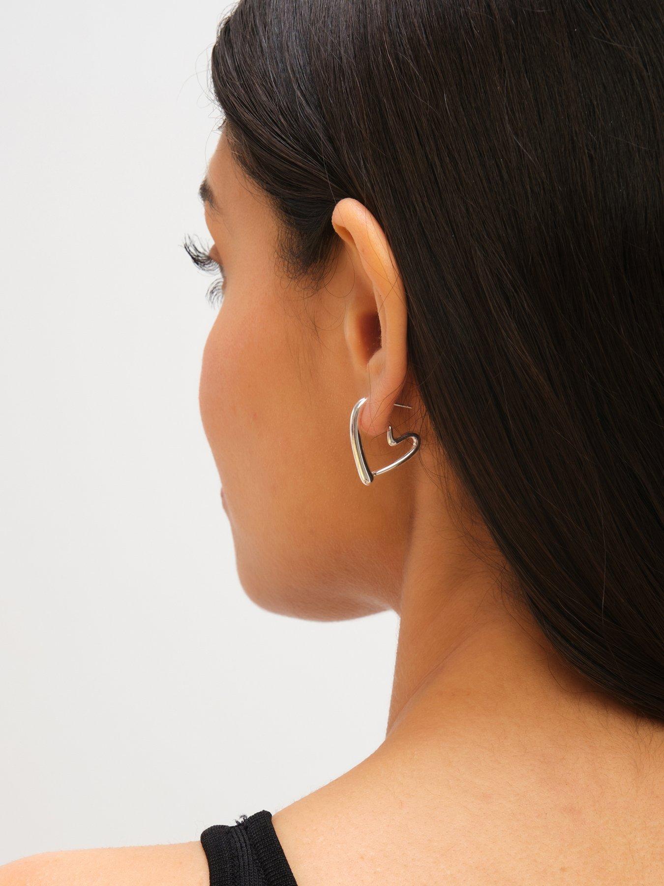 Image 2 of 4 of Jon Richard Waterproof Sterling Silver Plated Heart Hoop Earrings