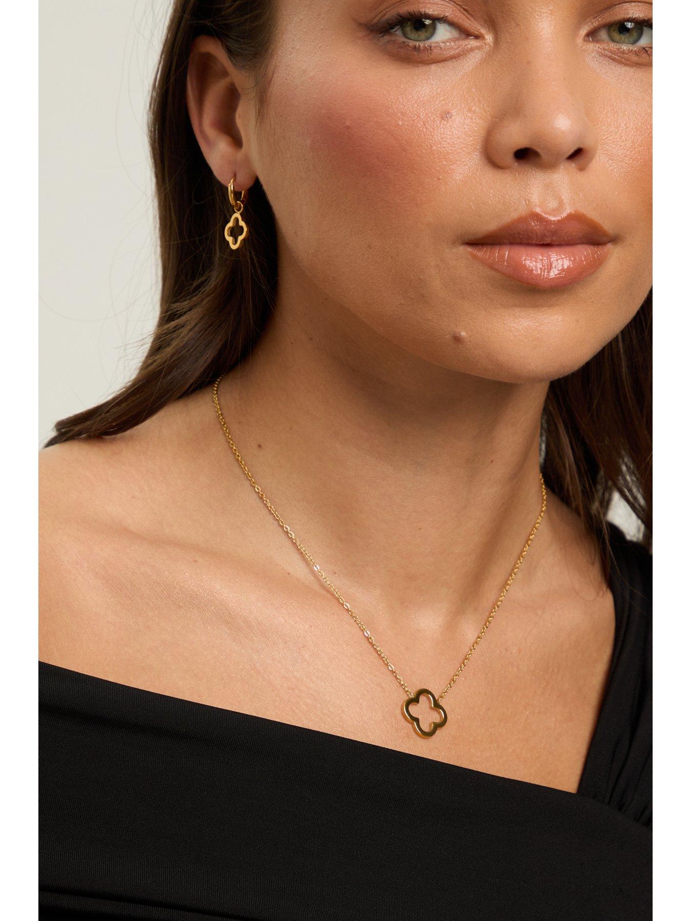 Image 4 of 5 of Jon Richard Waterproof Gold Plated Clover Huggie Hoops