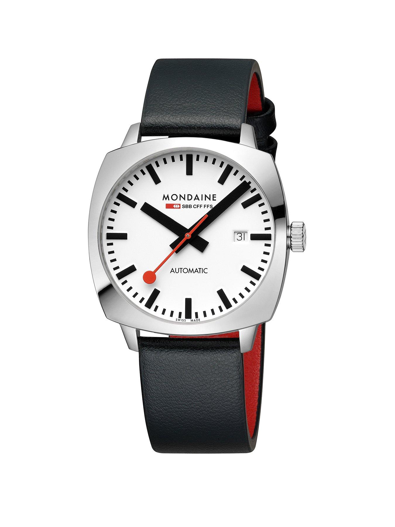 Image 2 of 8 of Mondaine Mens Cushion Automatic 39Mm, Grape Leather - Black