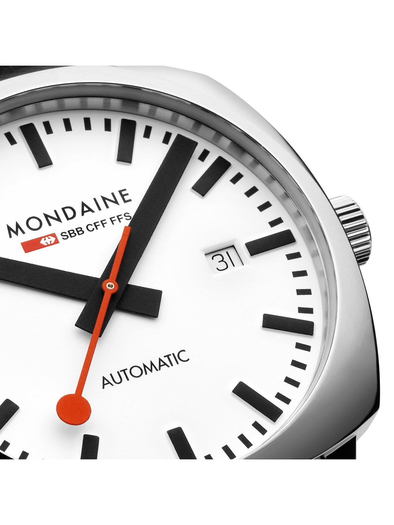 Image 6 of 8 of Mondaine Mens Cushion Automatic 39Mm, Grape Leather - Black