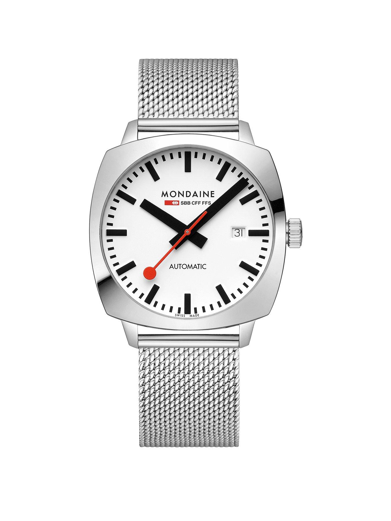 Image 1 of 8 of Mondaine Mens Cushion Automatic 39Mm, Stainless Steel - Silver