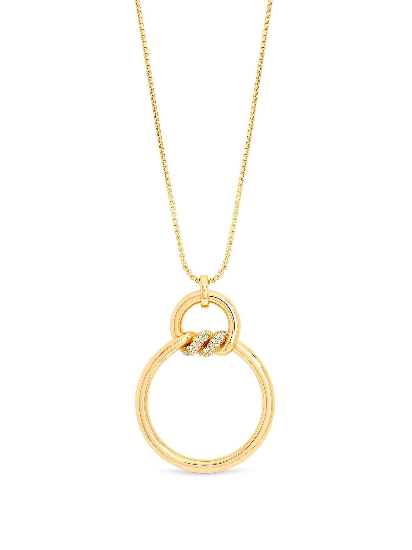 undefined Gold Plated and Pave Long Pendant