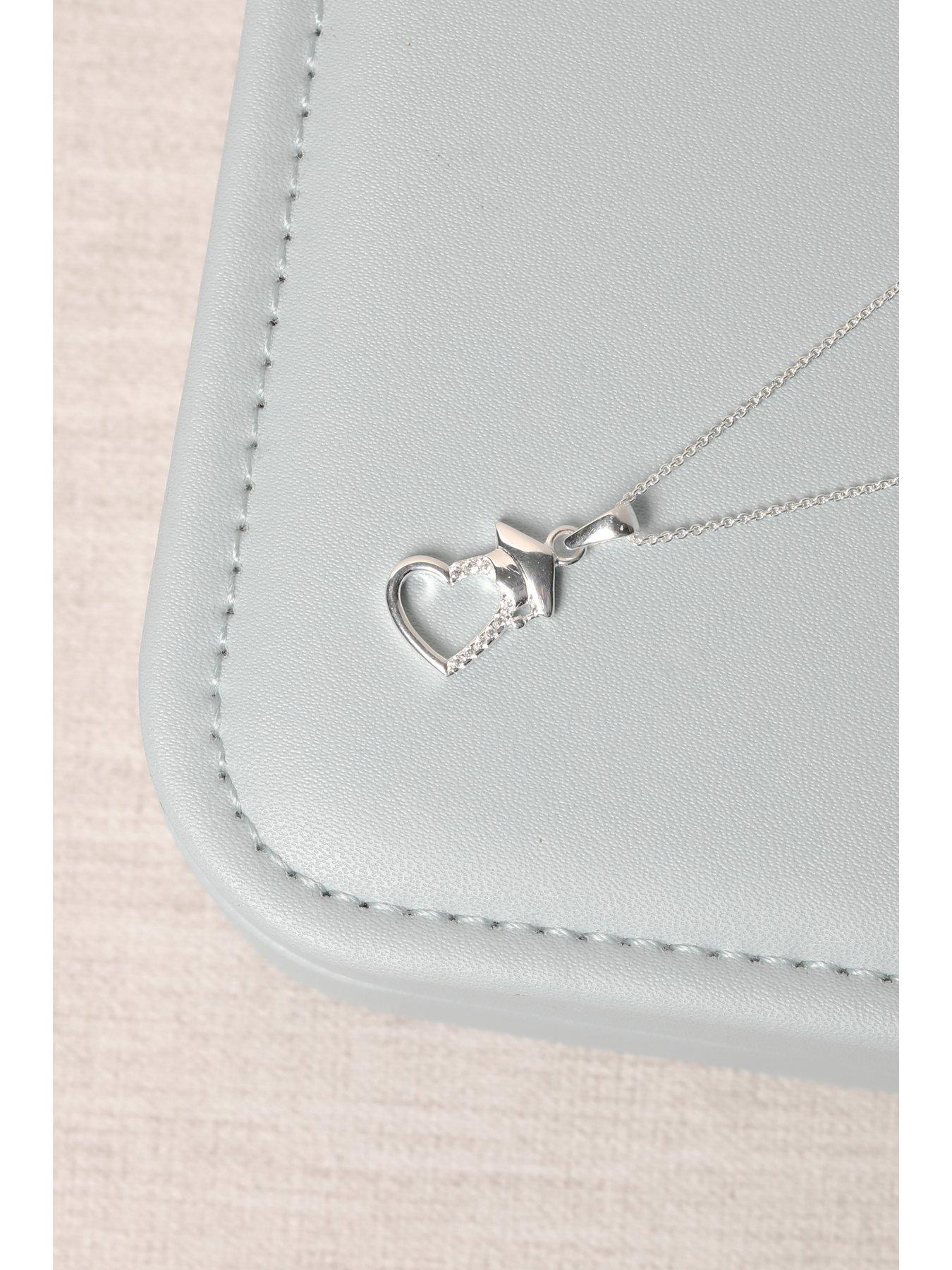 Image 3 of 5 of Simply Silver Sterling 925 Polished And Cubic Zirconia Open Heart Graduation Pendant - Gift Pouch