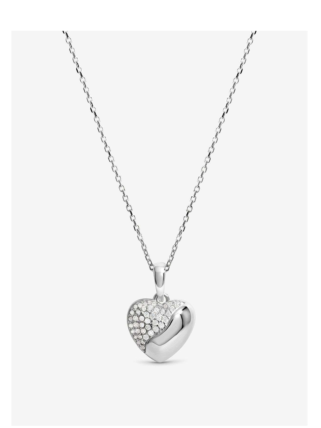 Simply Silver Sterling Silver 925 Polished And Micro Pave Pendant - Gift Pouch