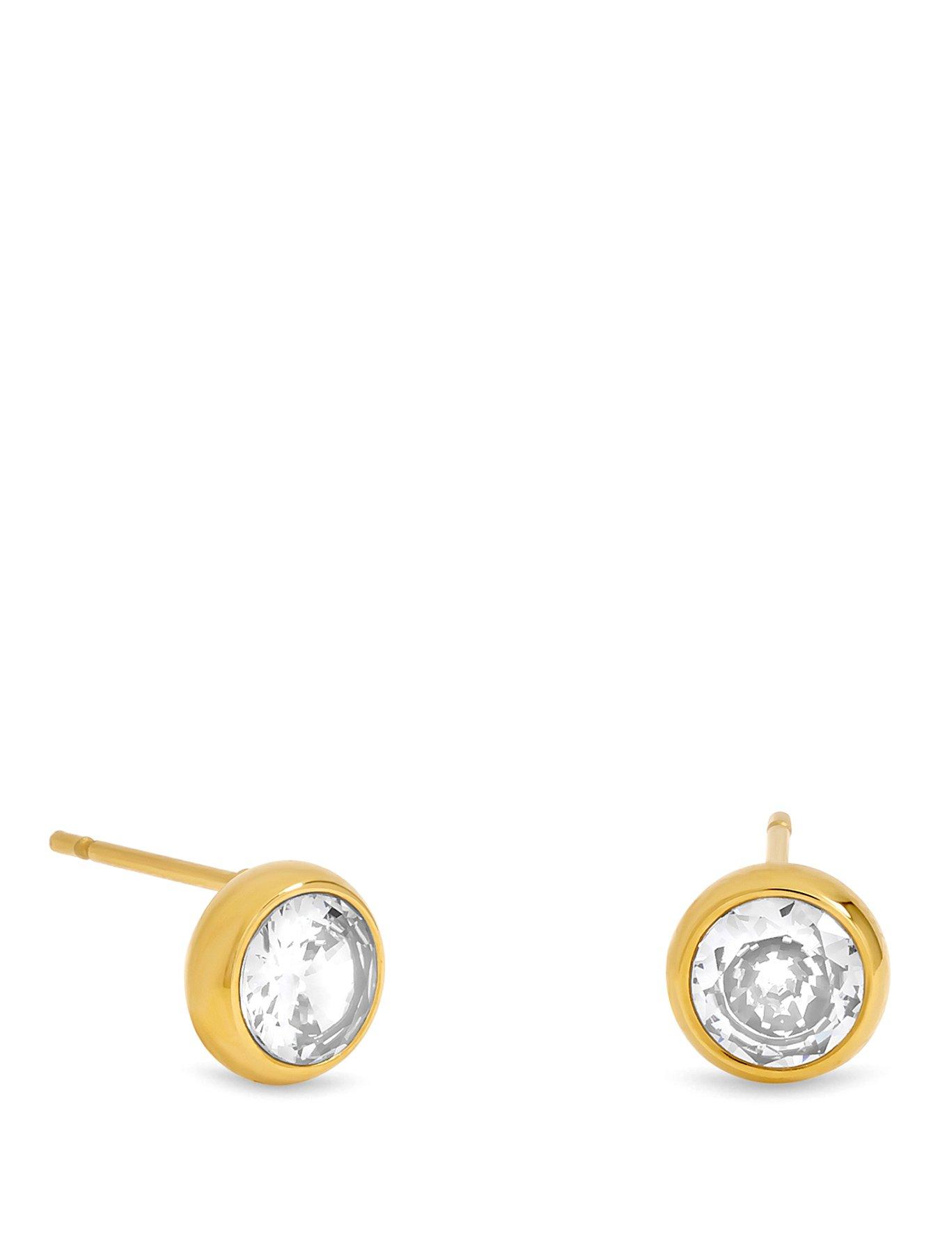 Jon Richard Waterproof Gold Plated Crystal Besel Stud Earrings