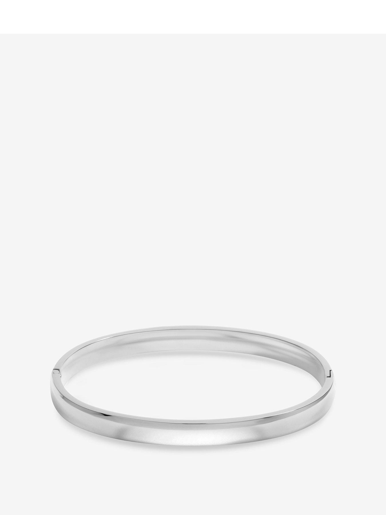 undefined Sterling Plated Stainless Steel Polished Bangle - Silver