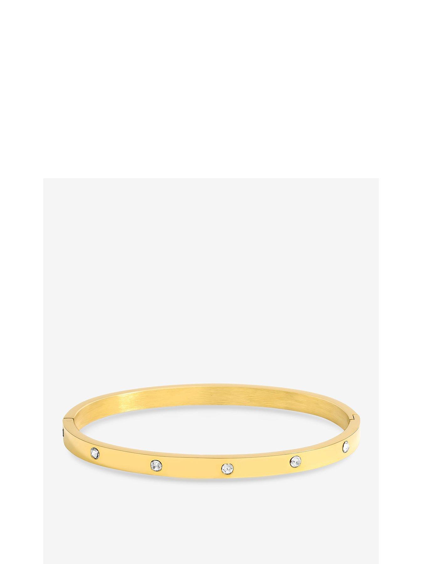 undefined Plated Stainless Steel Crystal Polished Bangle - Gold