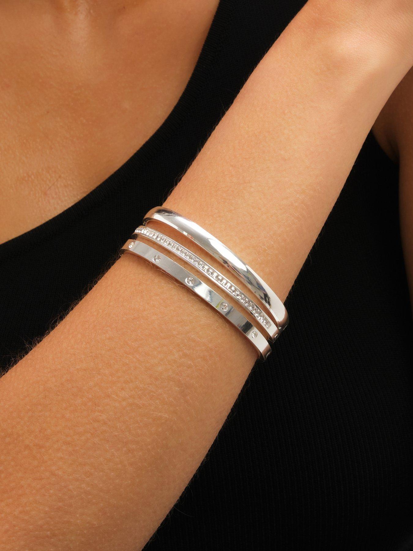  image of jon-richard-waterproof-sterling-silver-plated-crystal-polished-bangle