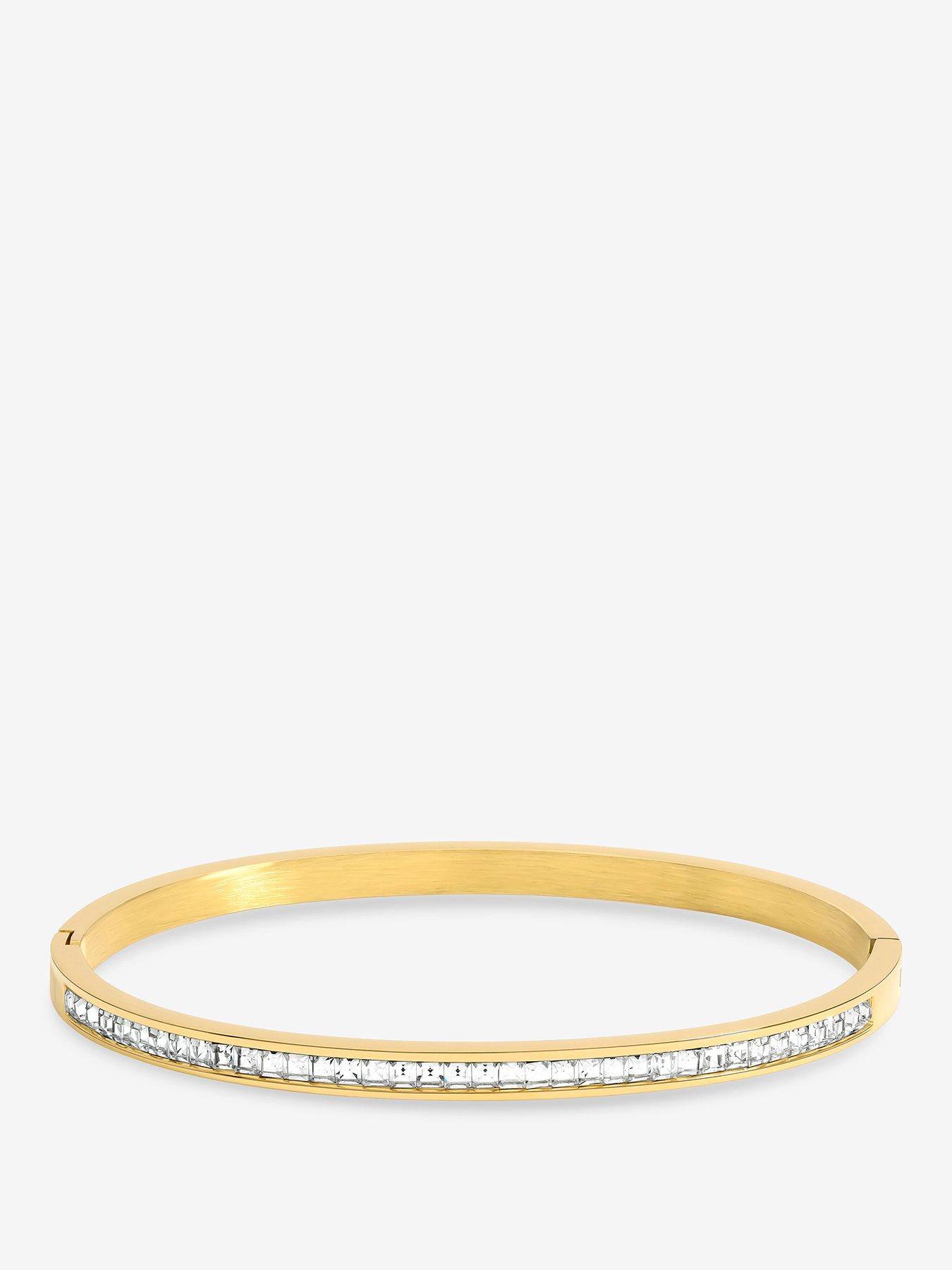 undefined Waterproof Gold Plated Crystal Row Bangle