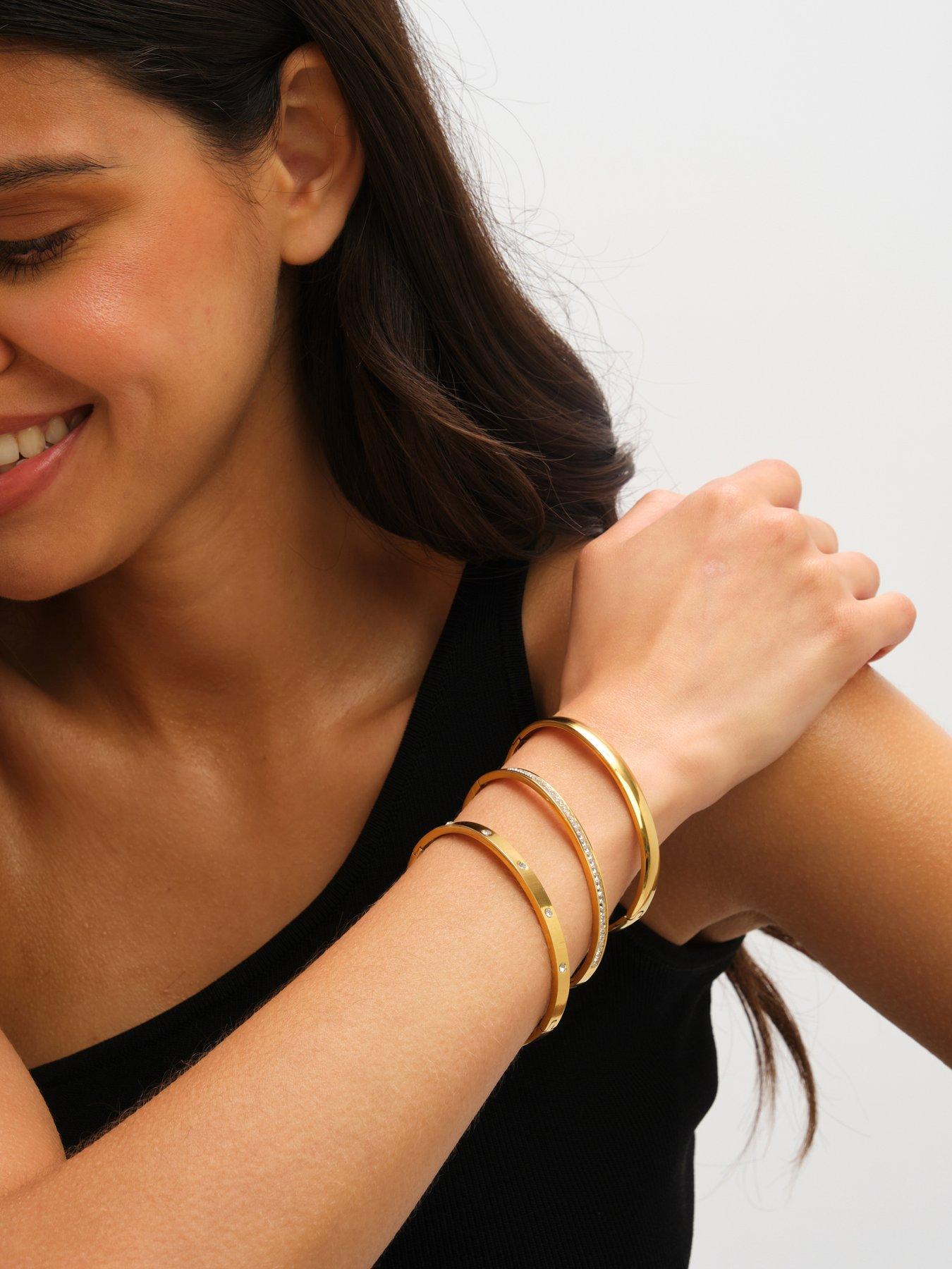 Image 2 of 4 of Jon Richard Waterproof Gold Plated Crystal Row Bangle