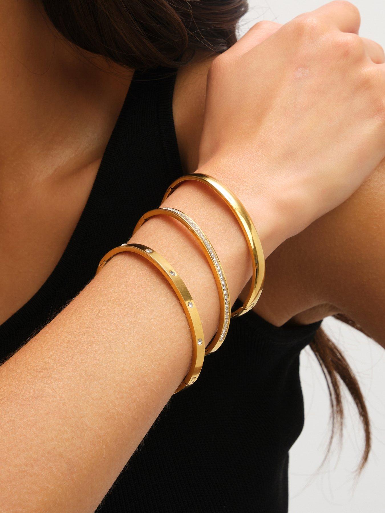 Image 4 of 4 of Jon Richard Waterproof Gold Plated Crystal Row Bangle