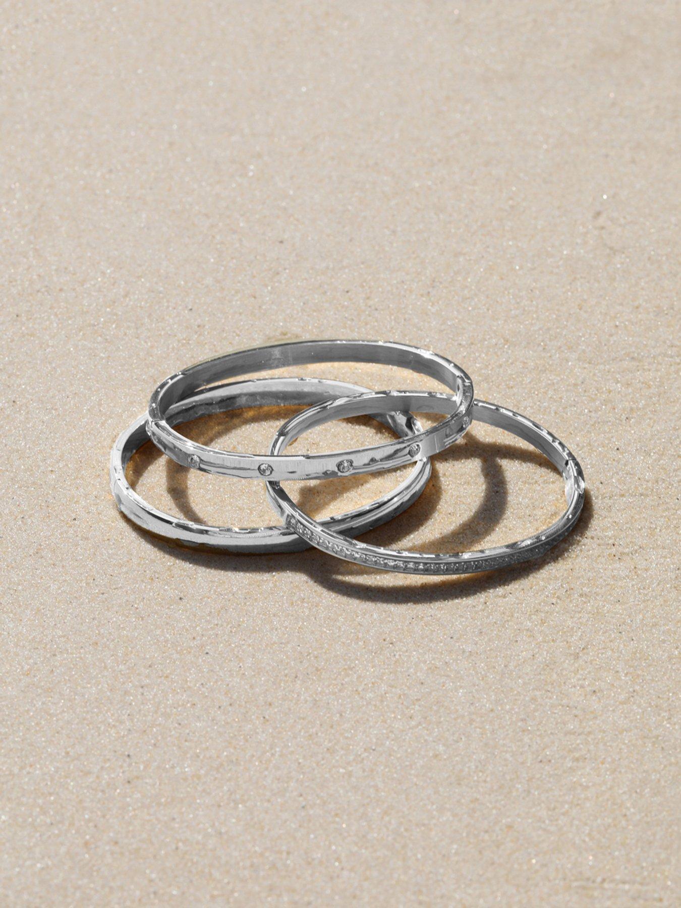  image of jon-richard-waterproof-sterling-silver-plated-crystal-row-bangle