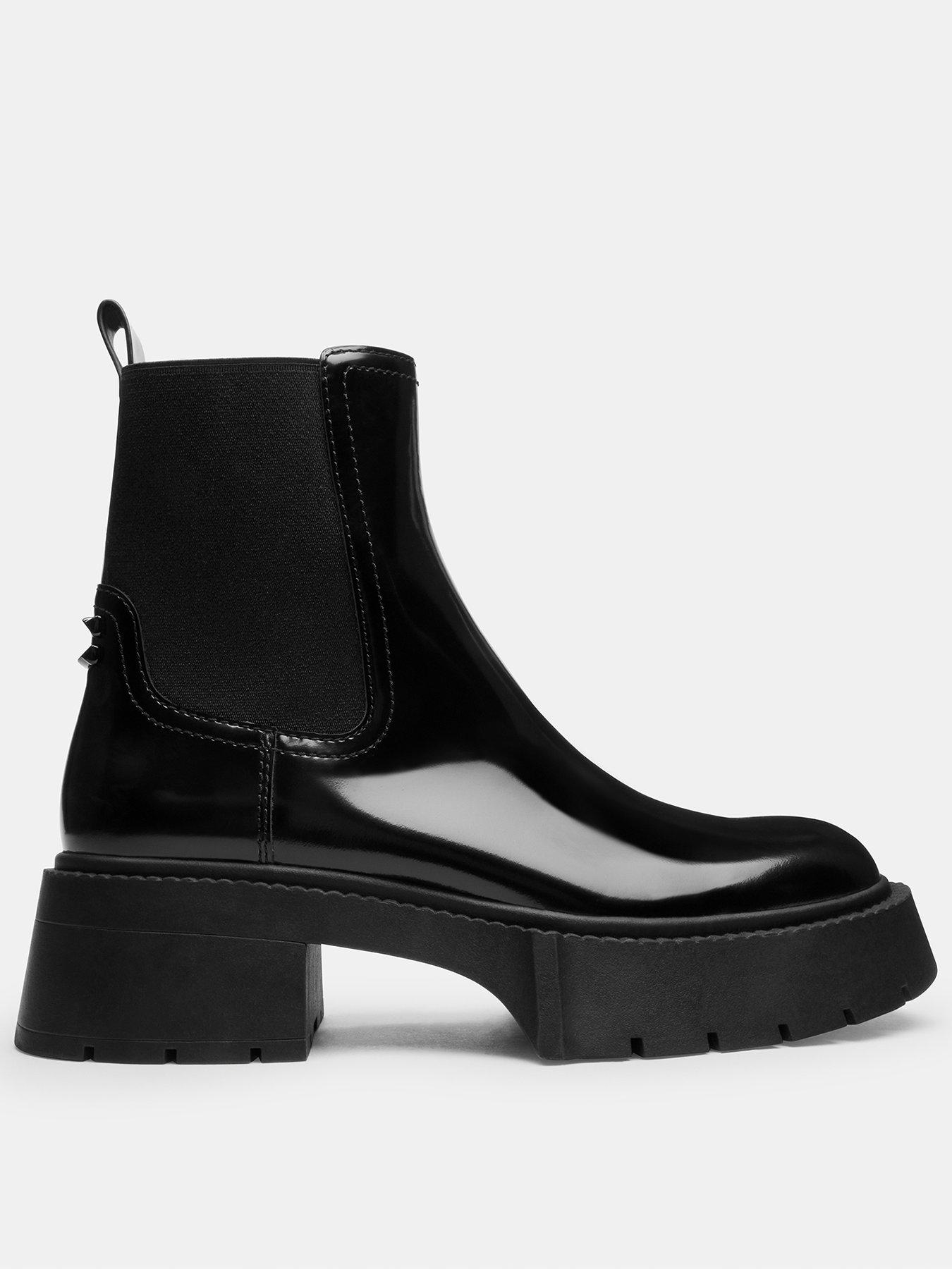 COACH Leah Platform Leather Chelsea Bootie - Black