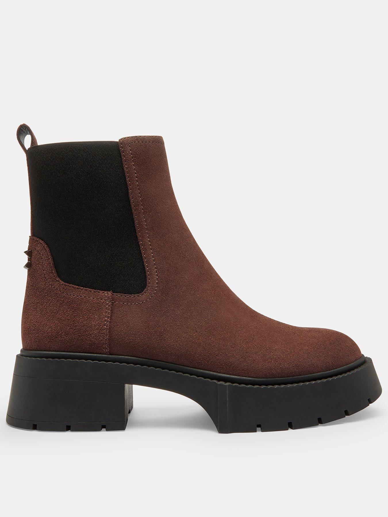 COACH Leah Platform Suede Chelsea Bootie - Brown