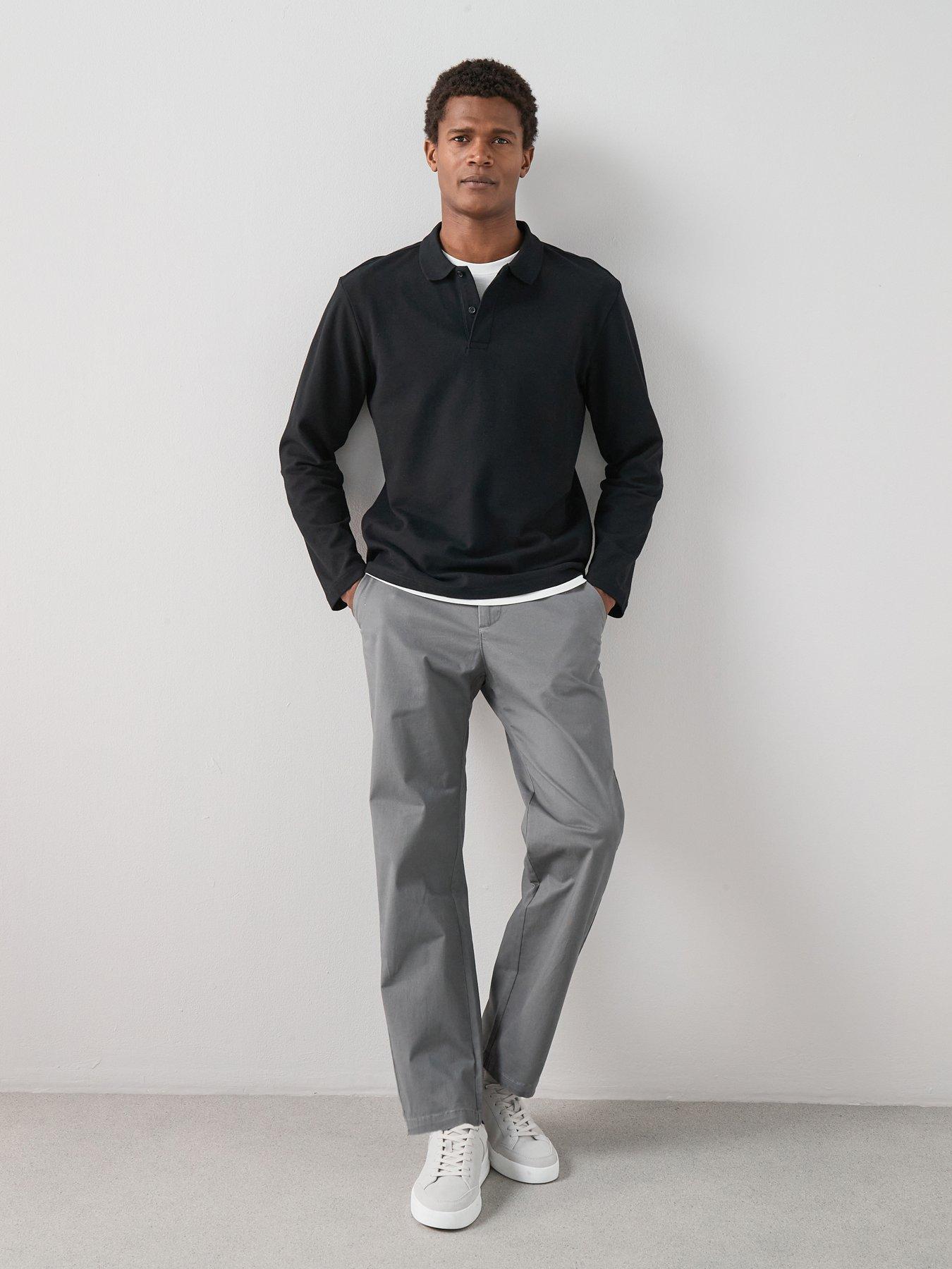The Very Collection Long Sleeve Superfine Pique Polo Shirt - Black