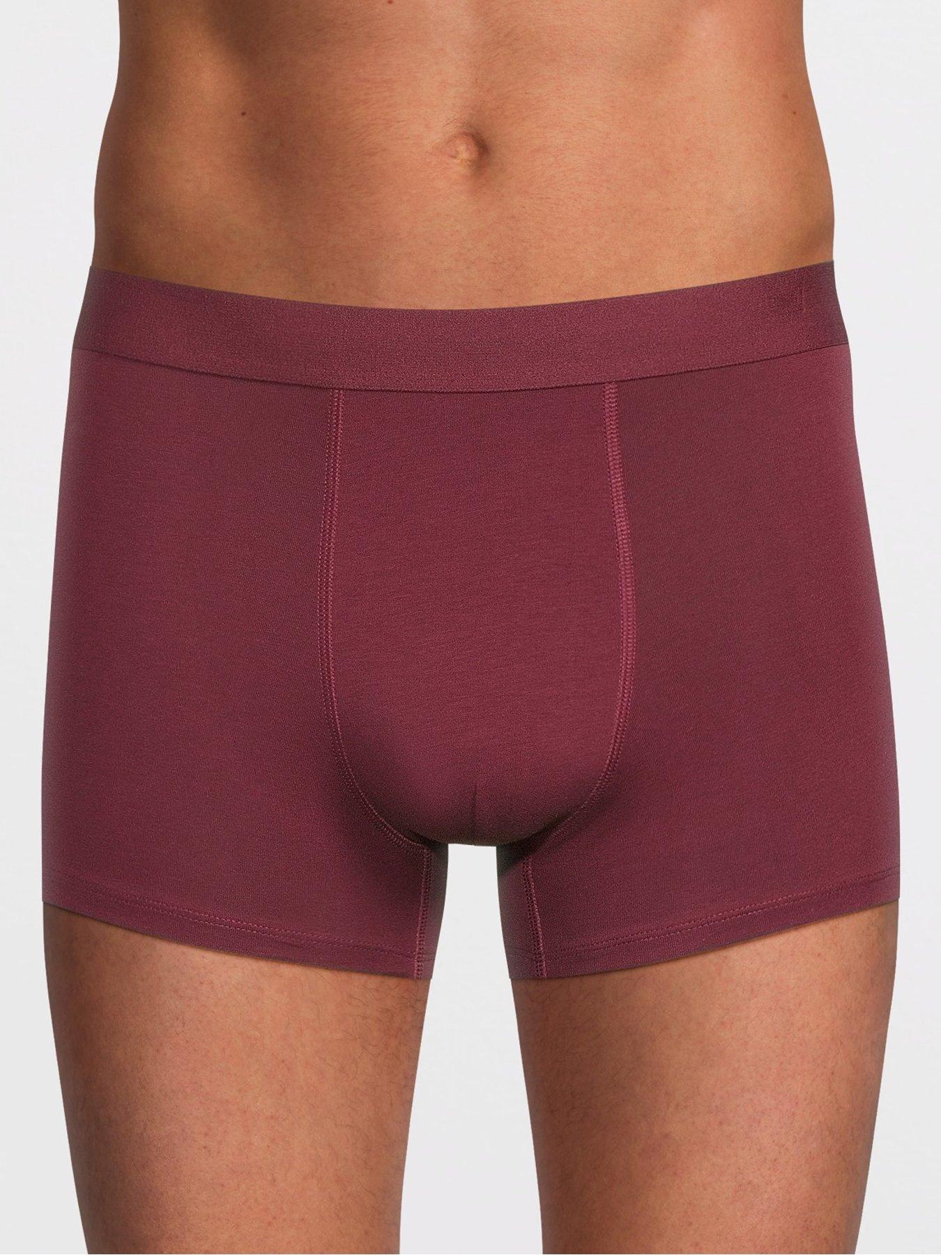 Image 2 of 3 of The Very Collection 3 Pack Striped Trunks - Burgundy/Navy