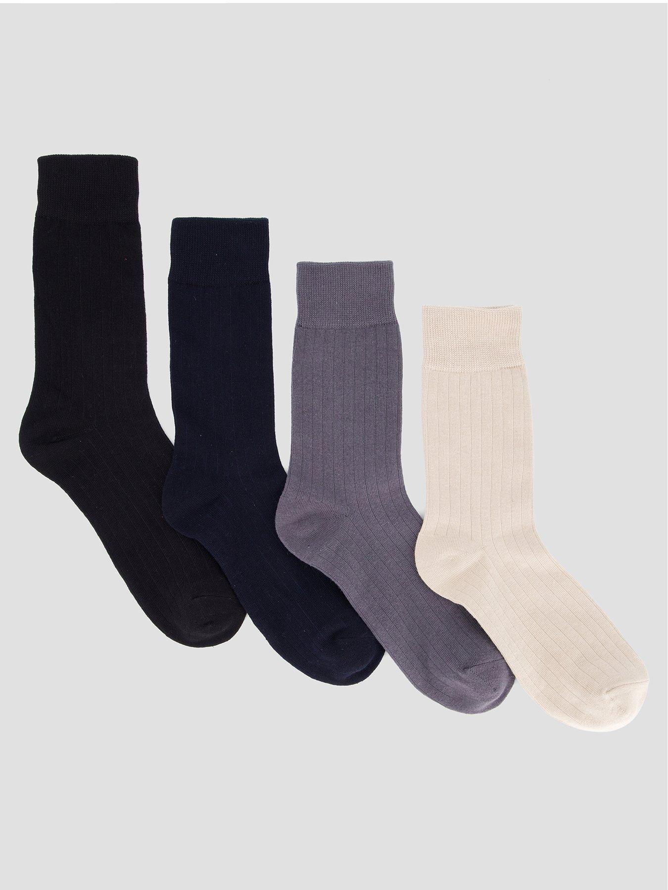 the-very-collection-4-pack-cotton-rich-ribbed-socks-blackcharcoalwhitebeige