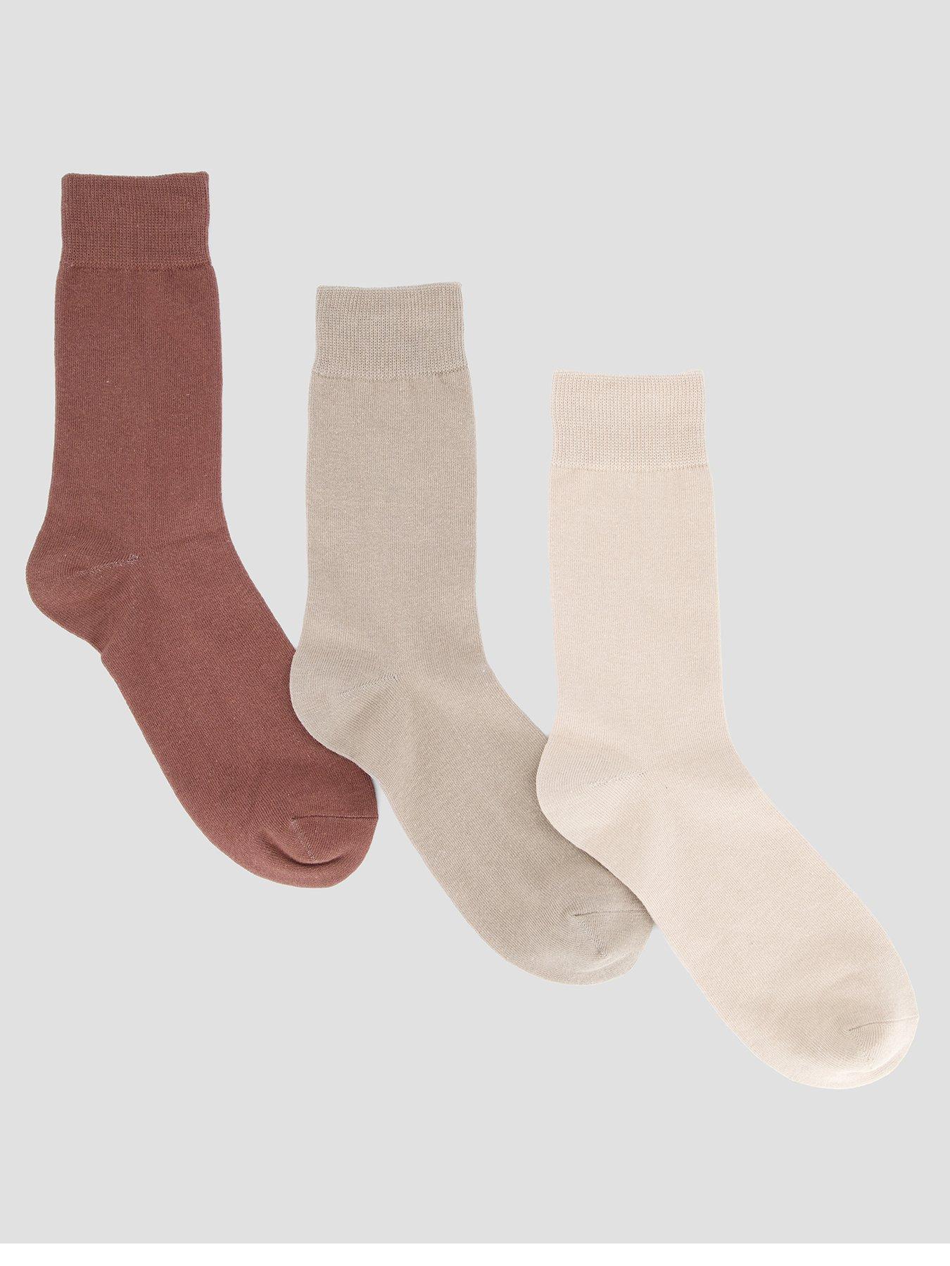 The Very Collection 3 Pack Cotton Rich Heal Toe Socks - Brown - Multi