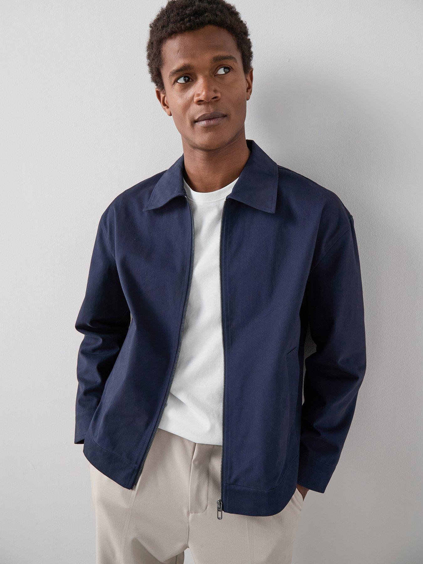 The Very Collection Pure Cotton Zip Through Collared Jacket - Navy