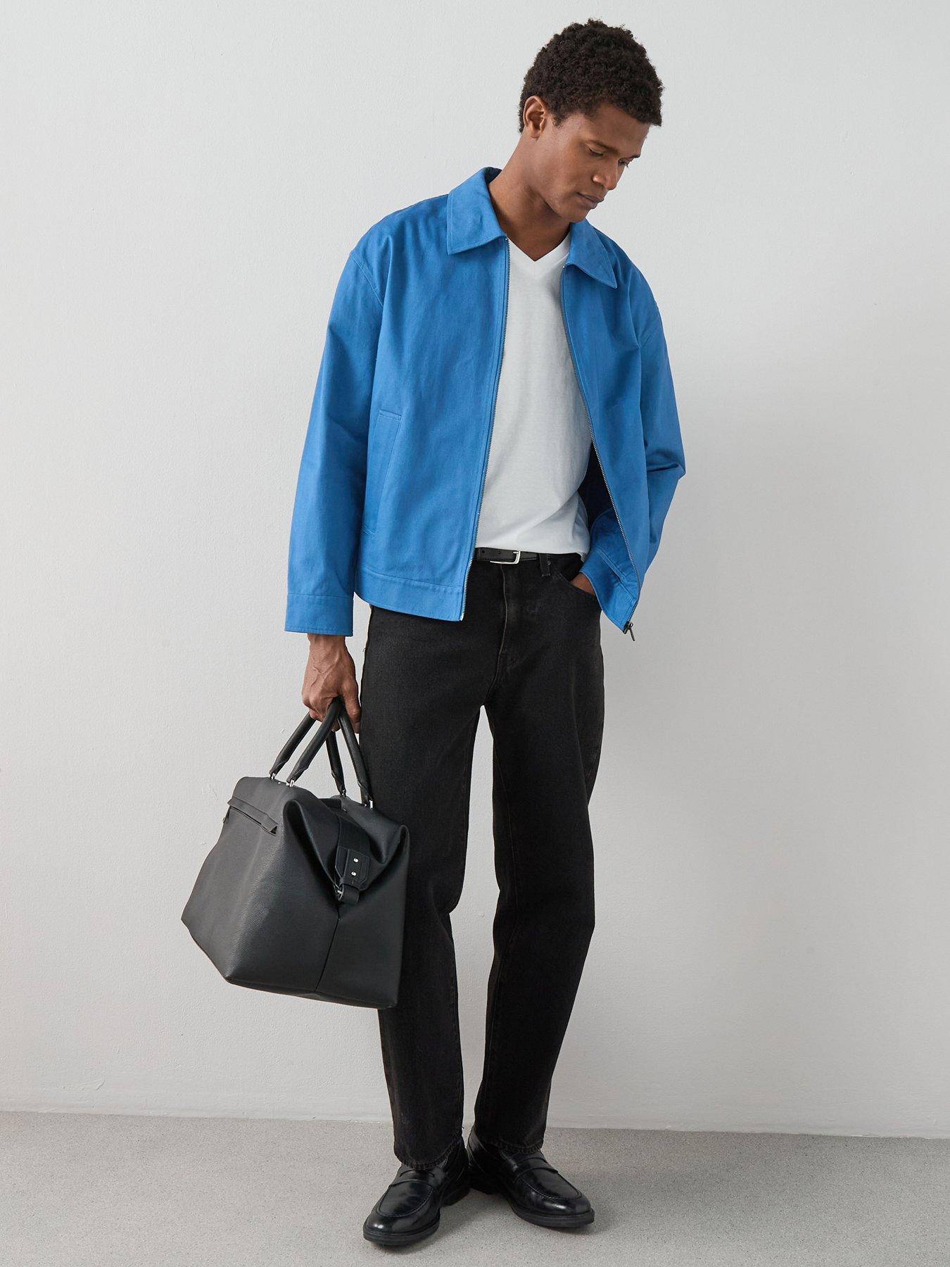  image of the-very-collection-pure-cotton-zip-through-collared-jacket-blue