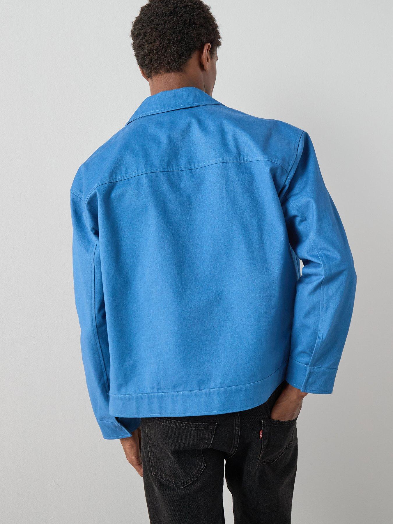  image of the-very-collection-pure-cotton-zip-through-collared-jacket-blue