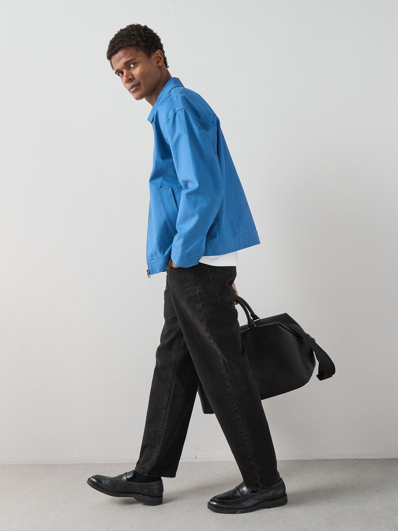  image of the-very-collection-pure-cotton-zip-through-collared-jacket-blue