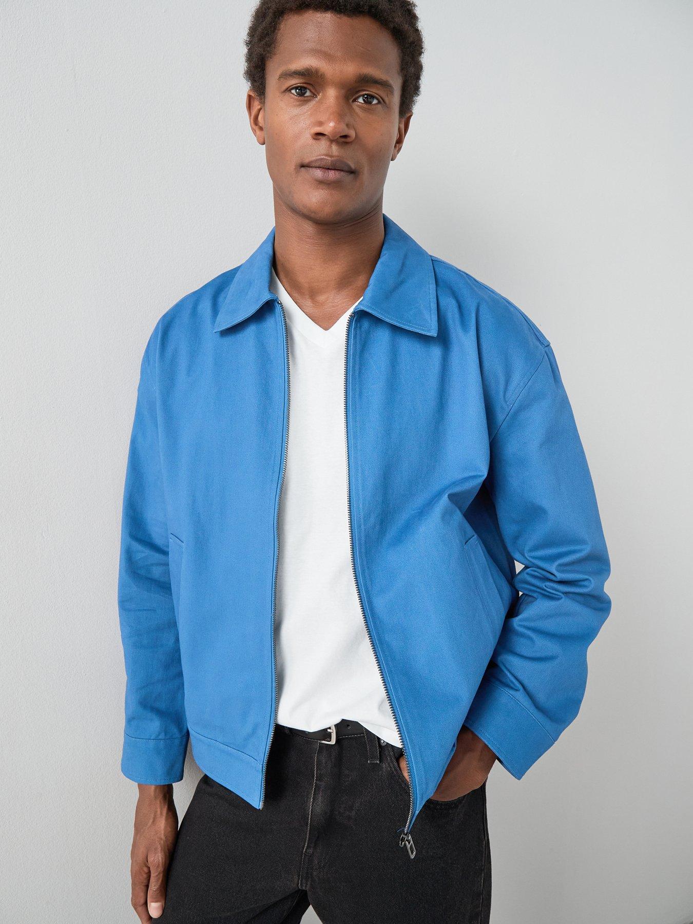  image of the-very-collection-pure-cotton-zip-through-collared-jacket-blue
