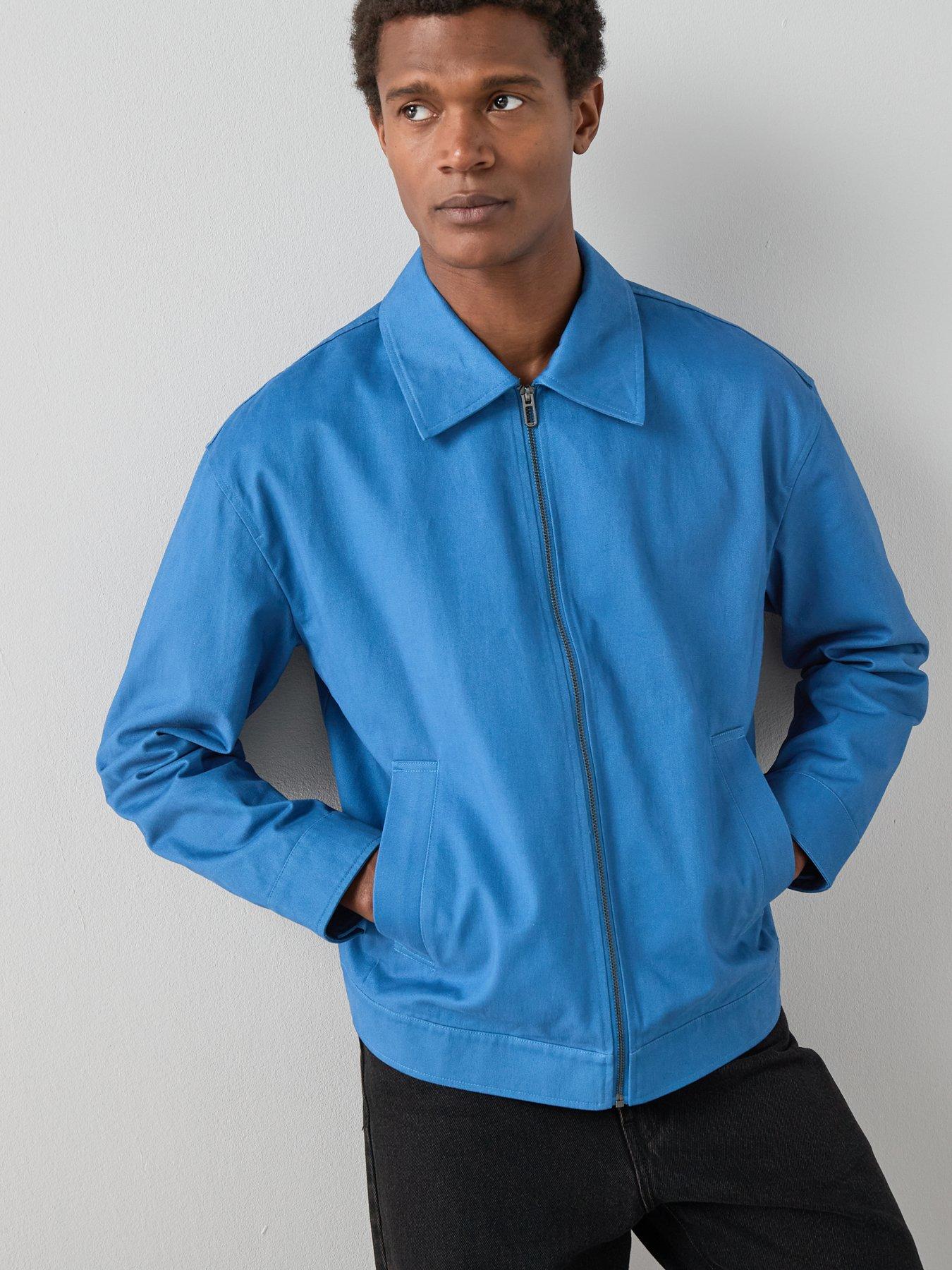 image of the-very-collection-pure-cotton-zip-through-collared-jacket-blue
