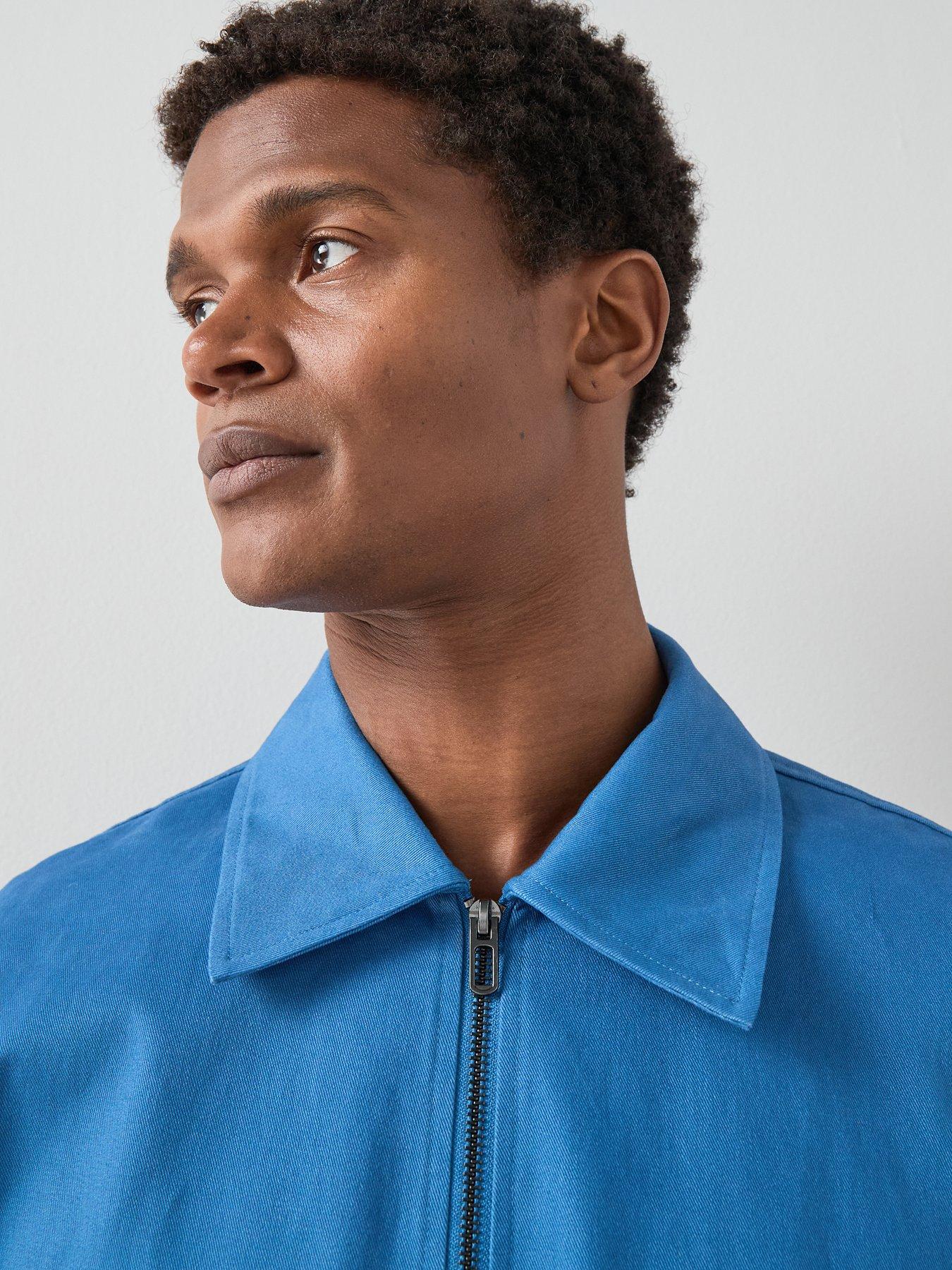  image of the-very-collection-pure-cotton-zip-through-collared-jacket-blue