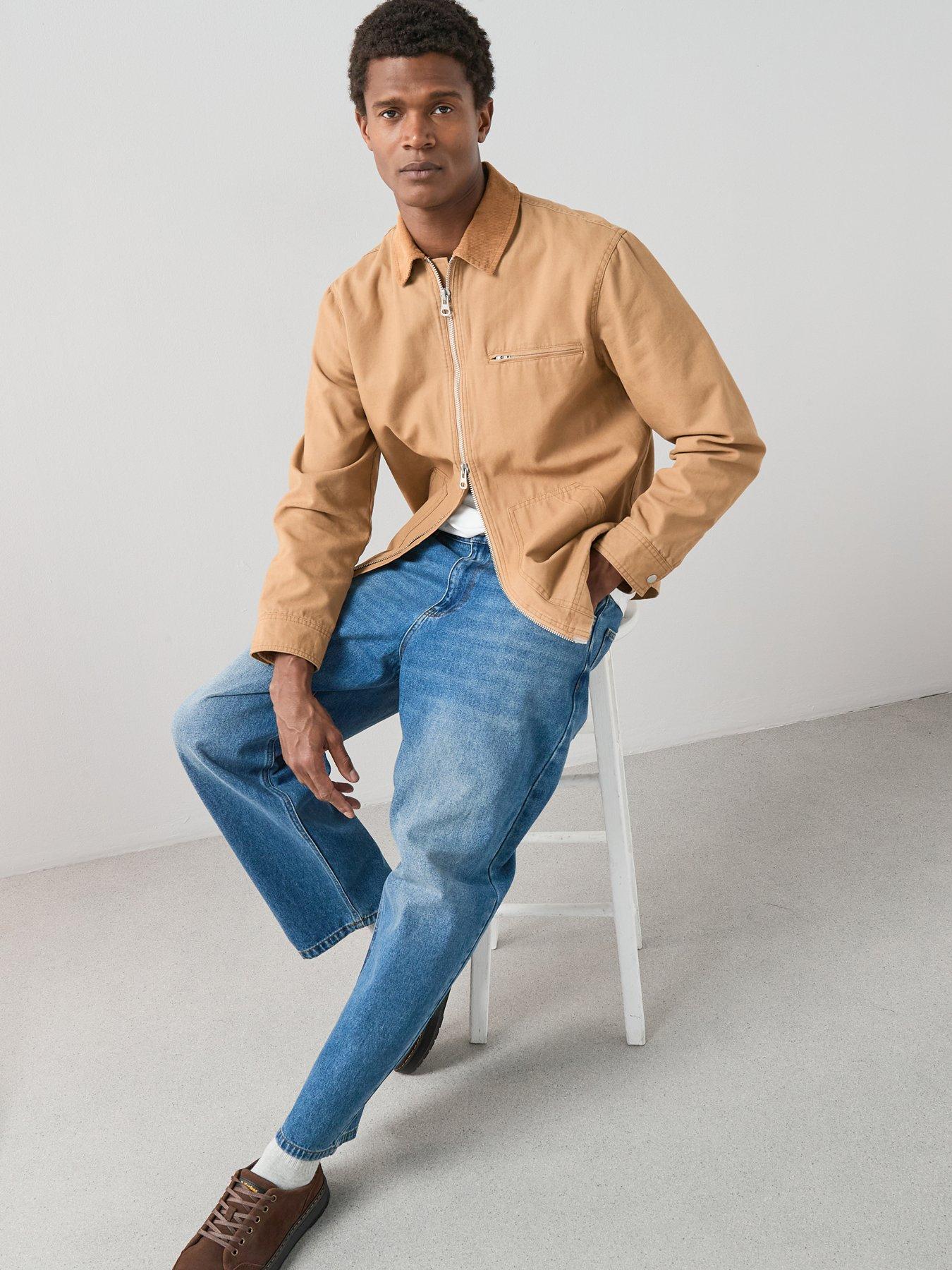  image of the-very-collection-pure-cotton-denim-collared-jacket-brown