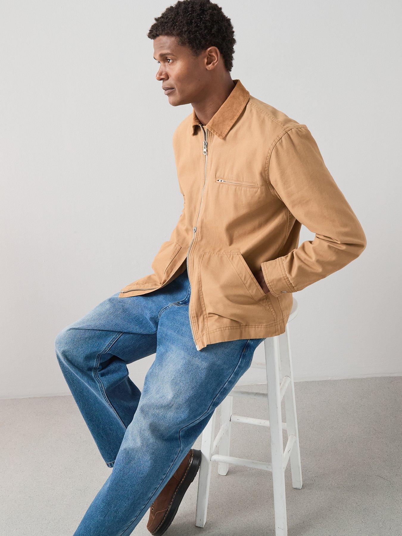  image of the-very-collection-pure-cotton-denim-collared-jacket-brown