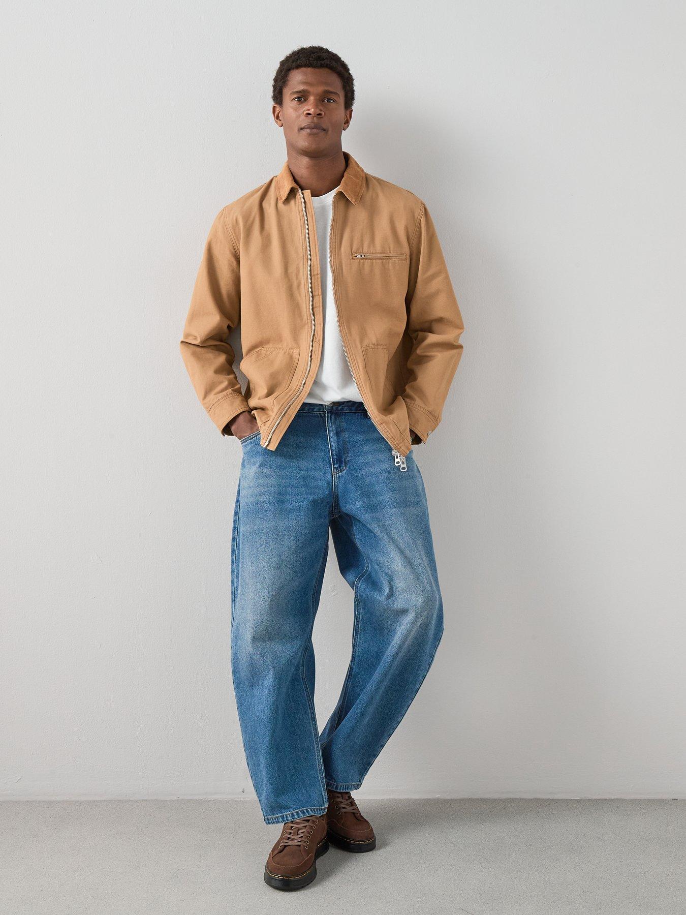  image of the-very-collection-pure-cotton-denim-collared-jacket-brown