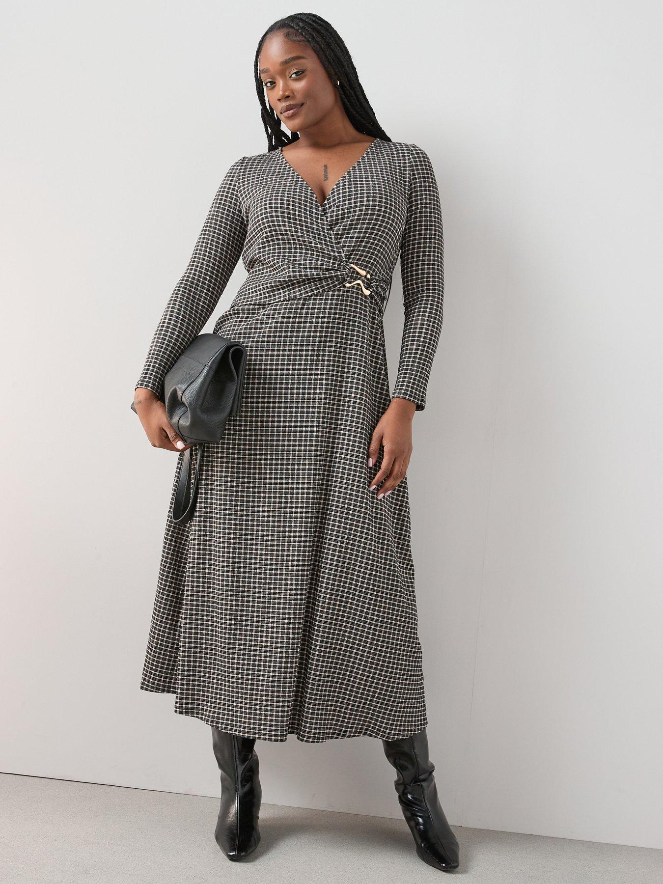 The Very Collection Curve Stretch Gingham Wrap Dress - Multi